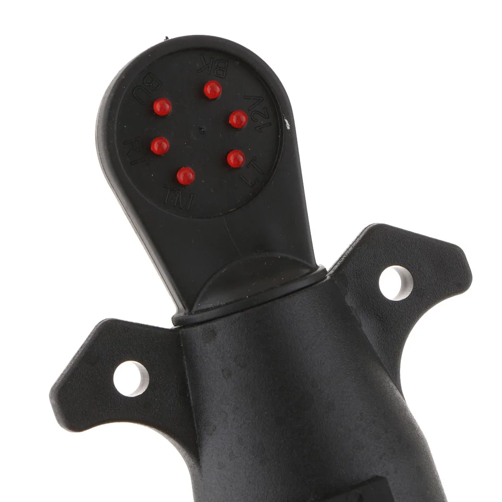 Black 7Pin Round Trailer Light Plug Connector Adaptor for RV Boat
