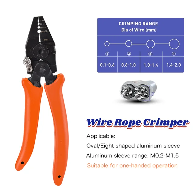 Wire Rope Crimping Plier with Cutter,Effort-Saving MIni Fishing