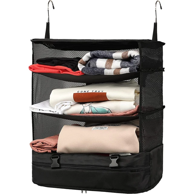 Multifunción 3 capas armario plegable subir y colgar bolsa de viaje maleta  para ahorrar espacio organizador de almacenamiento estantería portátil