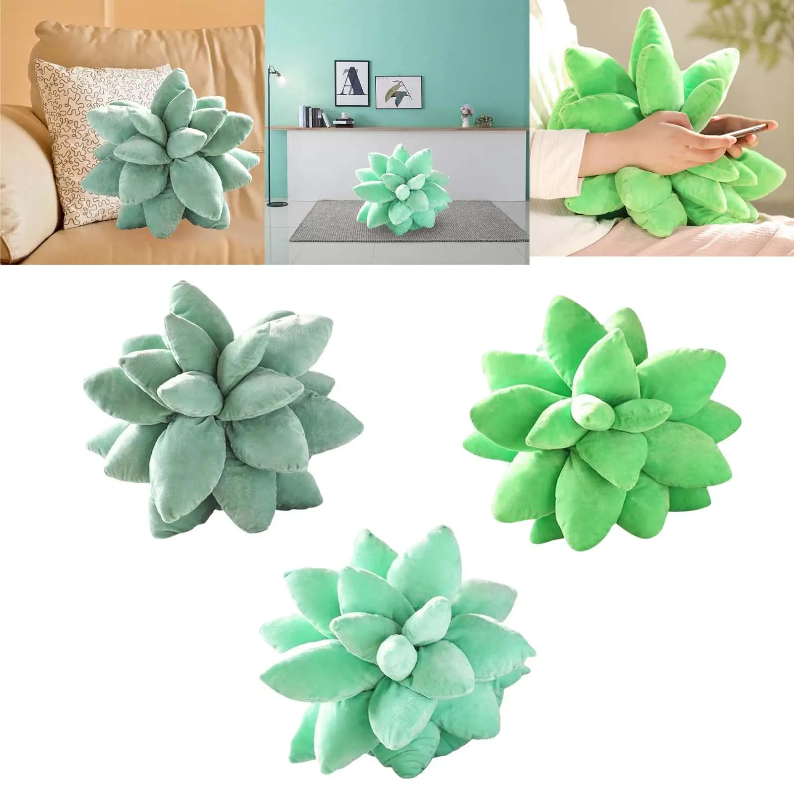 3Pcs 3D Succulents Throw Pillow Novelty Cute   Decoration  Gifts