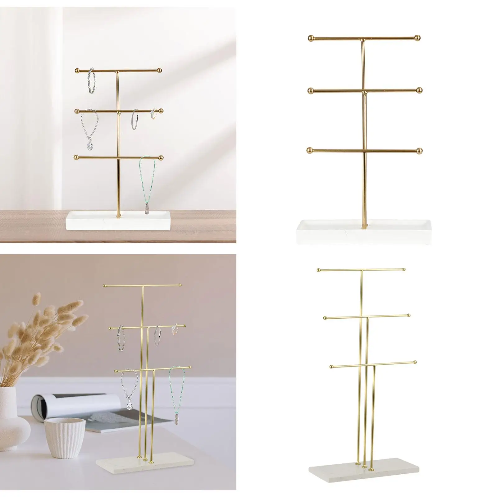 Jewelry Stand 3 Tiered Bars Jewelry Holder Home Decor Stable Base Jewelry Storage Rack Jewelry Shelf for Earrings Necklaces