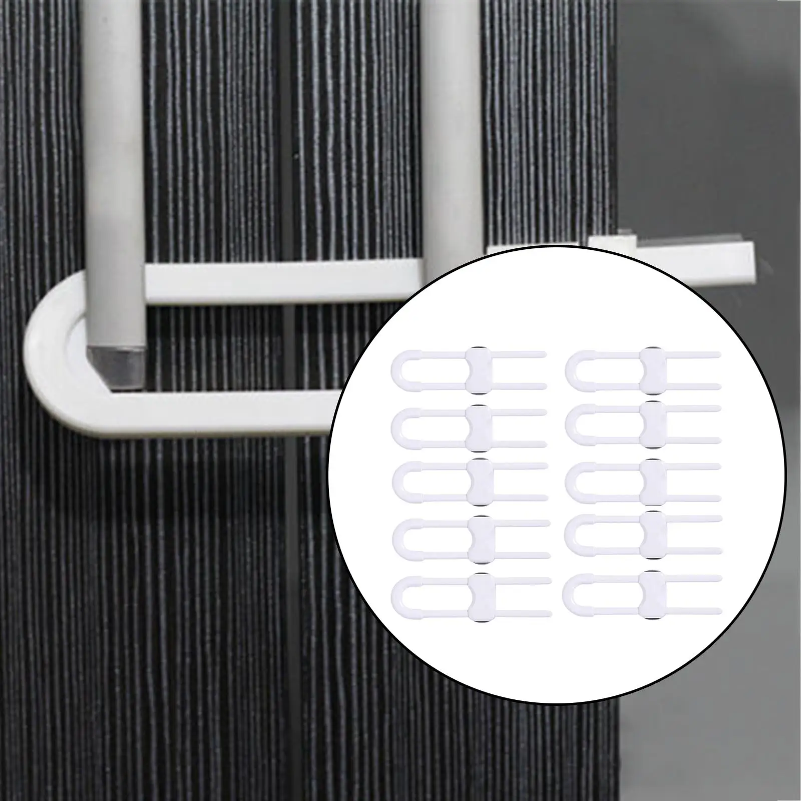 10 Pieces Baby Proofing latches White U-Shaped Sliding Cabinet Locks for Handles Cupboard Drawers Fridge Doors Cabinet