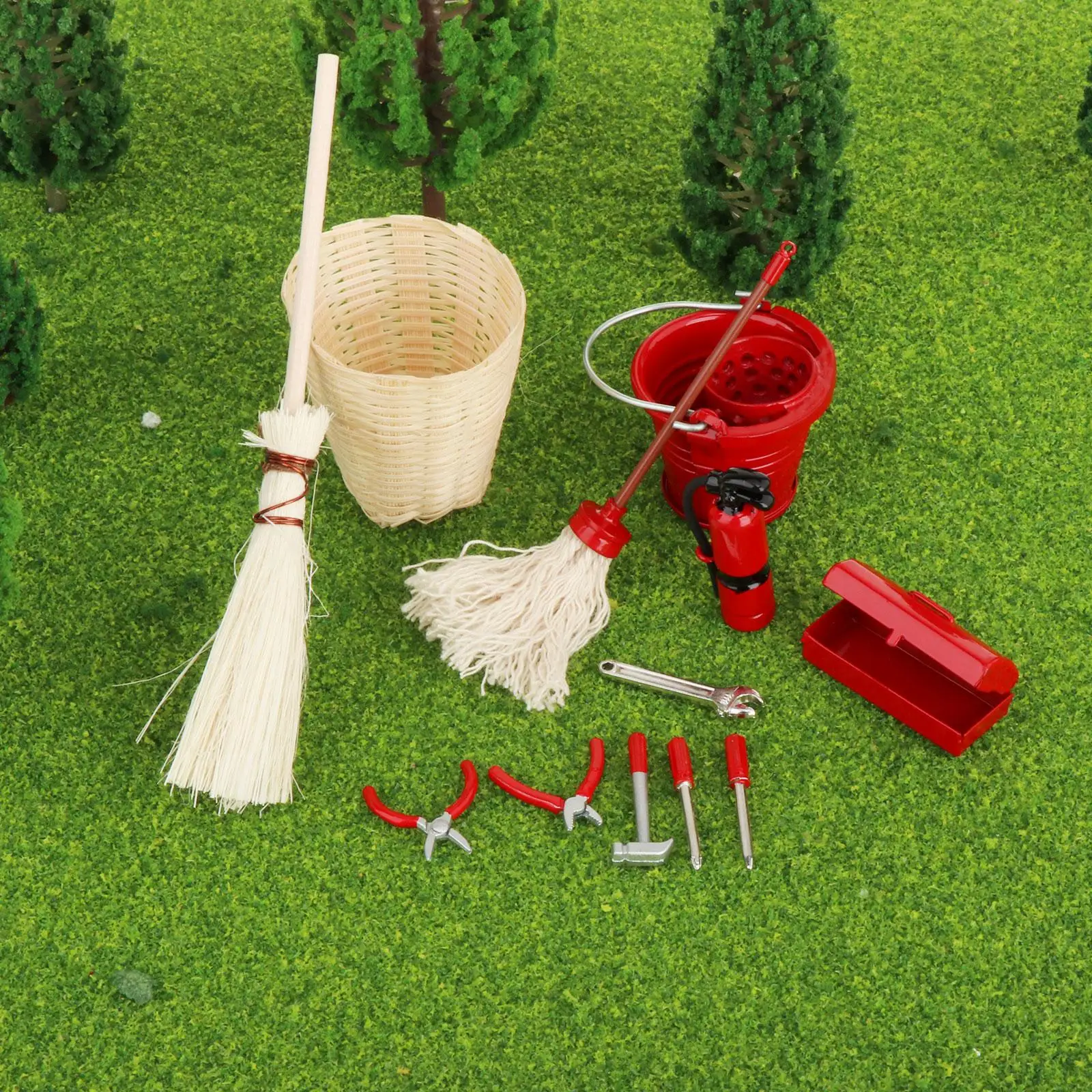 12x Mini Tools Set DIY Accessory Small House Furniture Mini Ornament Garden Furniture Multi Tool 1:12 Simulation Gardening Tools