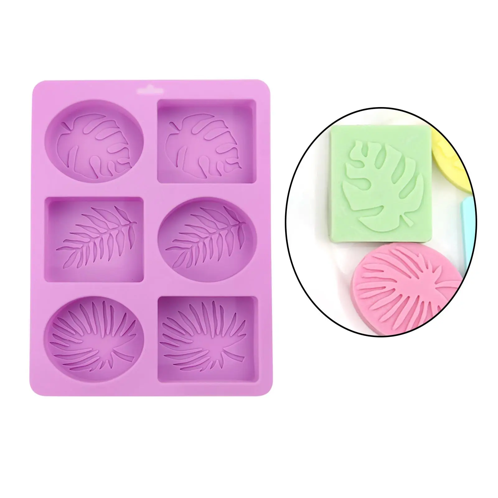 Silicone Soap Molds Handmade Soap Molds 6 Cavities Nonstick Rectangle & Oval for Cake Baking Pudding Soap Making Biscuit Muffin