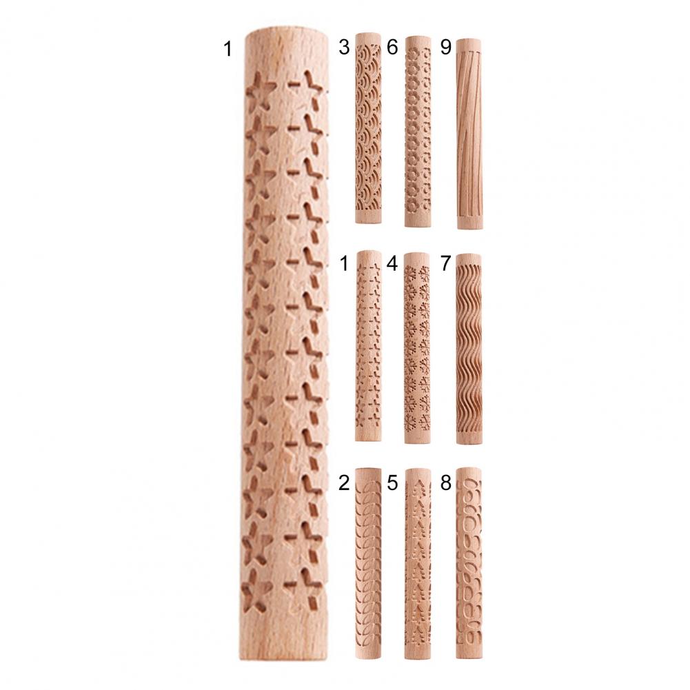 Description Picture 2 of itemFood Grade Durable Fine Workmanship Christmas Themed Pattern Engraved Wooden Rolling Pin Pastry Roller for Household