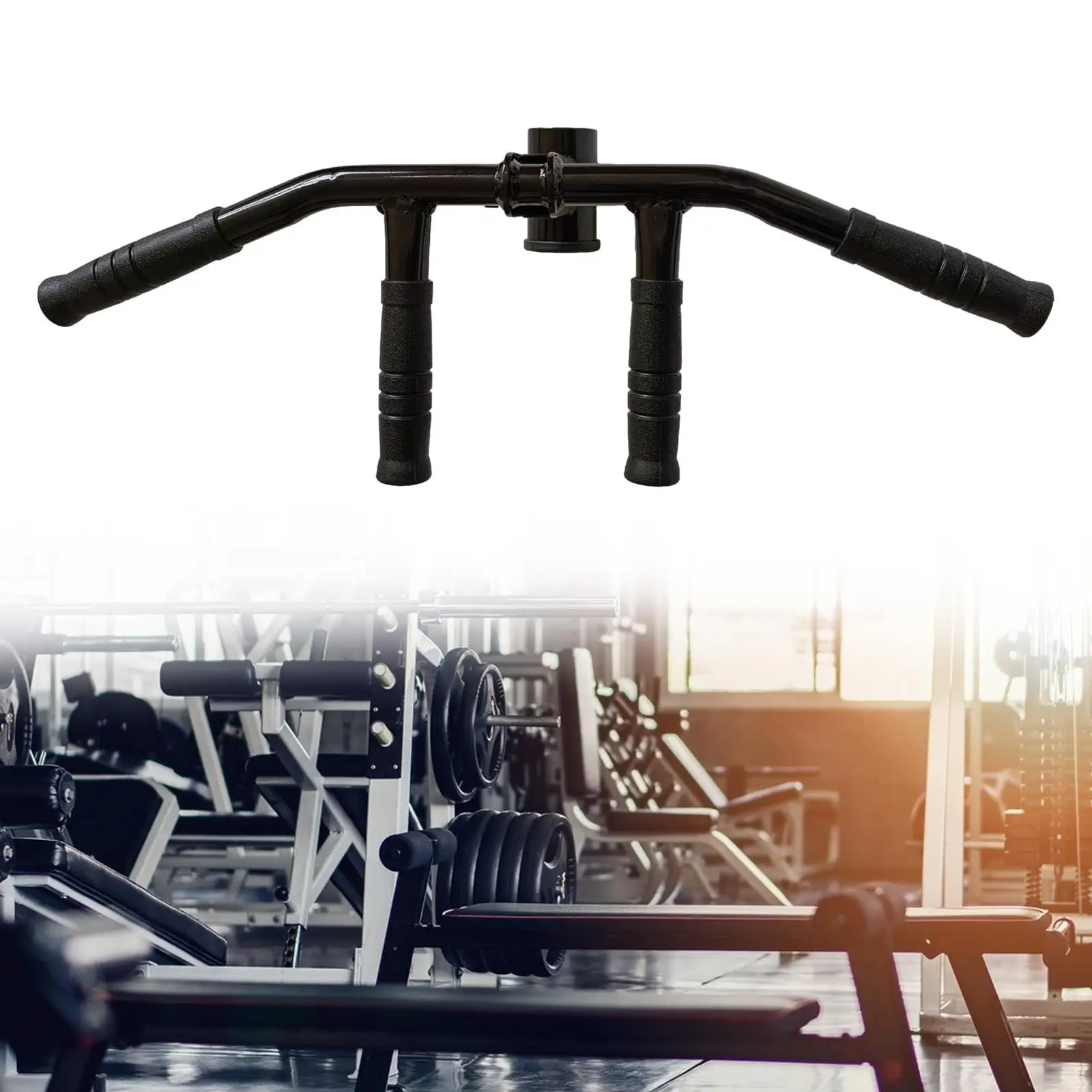 LAT Bar Easy to Install Durable T Bar Row Attachment Fitness Spreader Bar for Gym Workout Muscle Building Home Weight Lifting