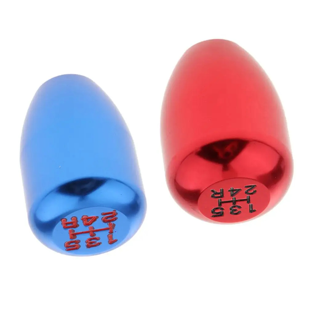 Car CNC Manual 5 Speed Shift Knob Shifter Lever with Adapter Blue+Red NEW