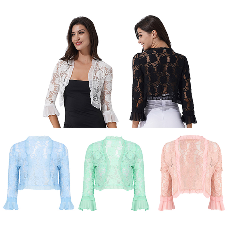 4 manga aberta frente casual bolero encolher ombros tamanhos grandes