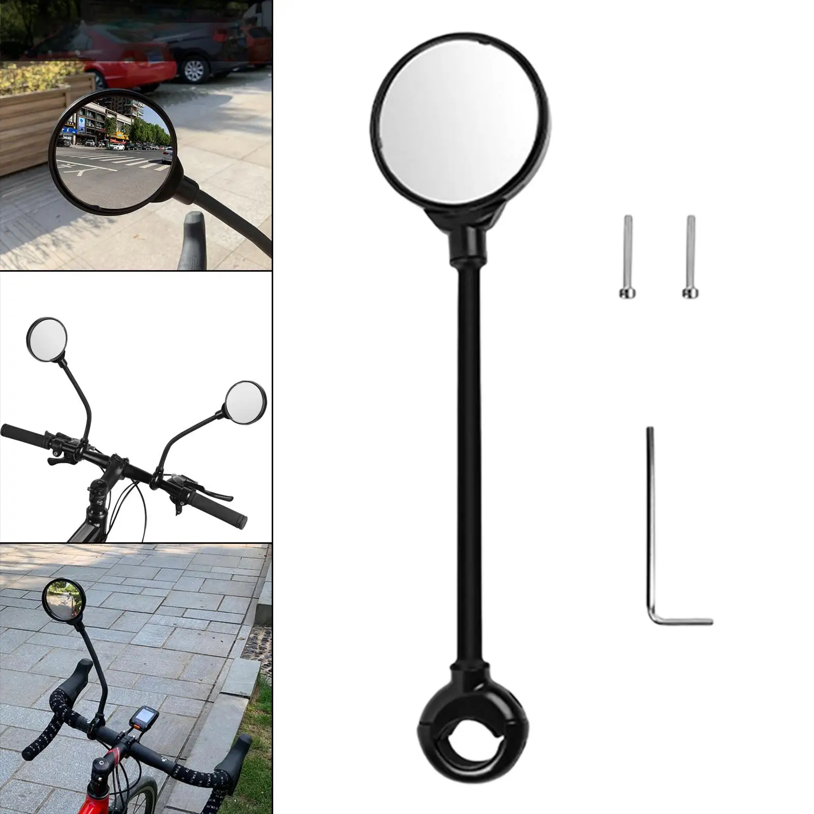 Bicycle Rear View Mirror Handlebar Reflector Wide-Range Adjustable Angles Mirror Mountain Bike E-Scooter Accessories