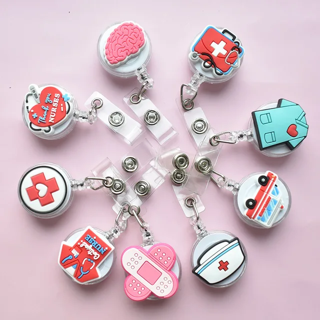 1pc Cute Medical Supplies 60cm Silicone Retractable Badge Reel Student  Nurse Exhibition Enfermera Name Card ID Card Chest