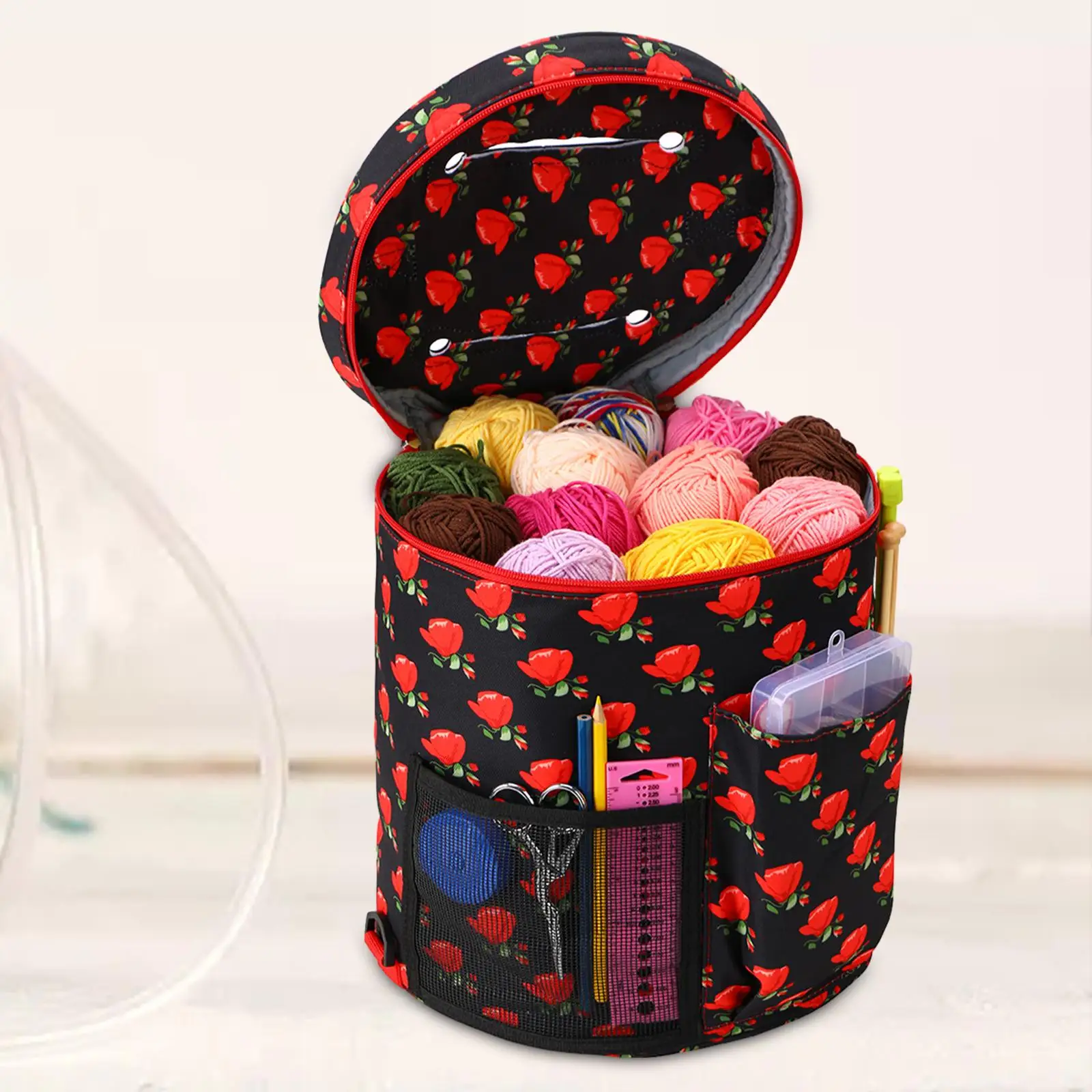 Yarn Case with Shoulder Strap Knitting Bag Crocheting Yarn Bag Case Storage Tote for Crochet Hook Needles Hooks Essentials Tool