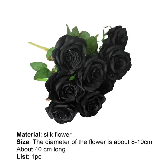 Rosa negra imitación flor de rosa dorada barra de rosa negra flor de seda  decorativa - varilla verde negra (altura de unos 50 cm, diámetro de la  cabeza de la flor de
