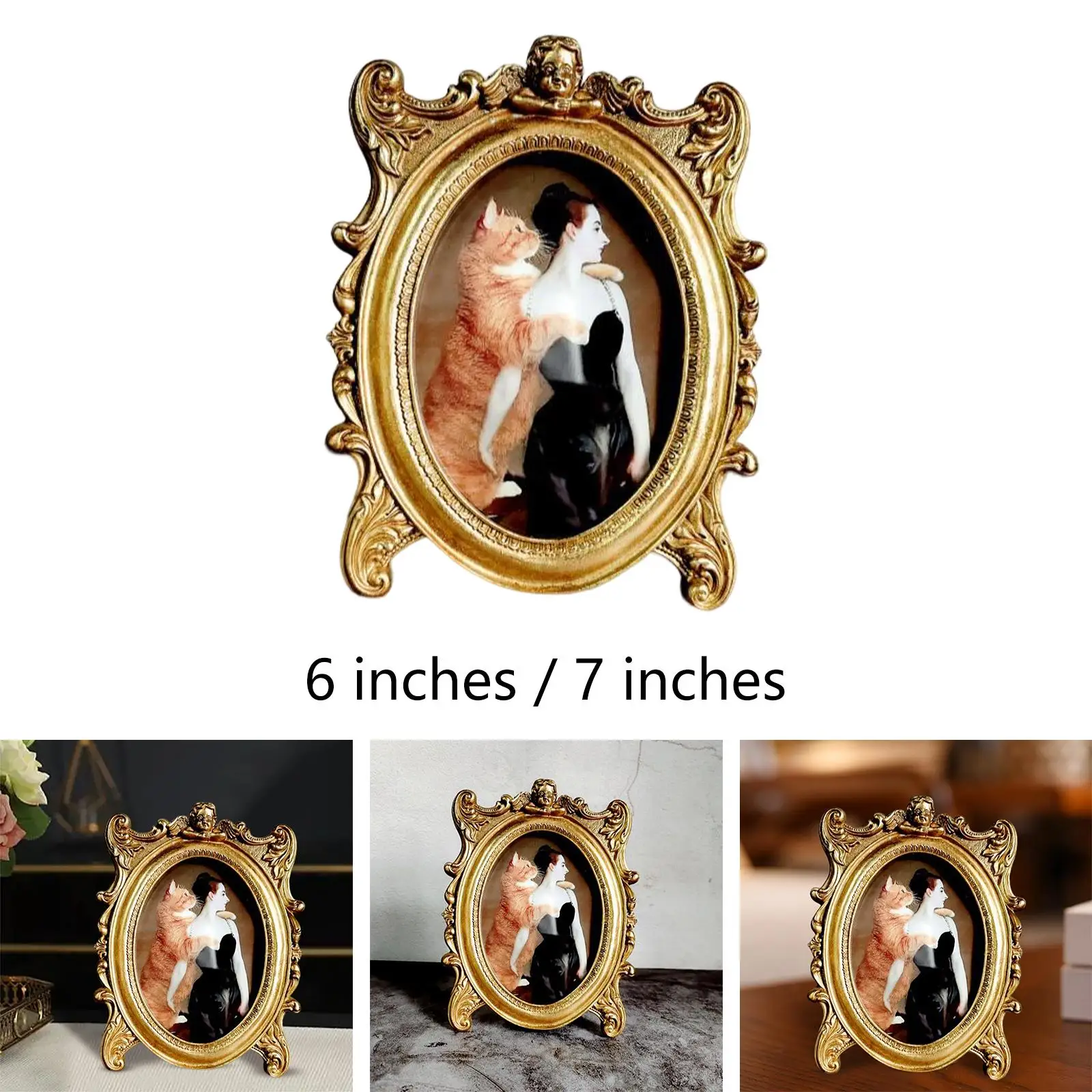 Retro Style Photo Frame with Hanging Hole Photo Display Tabletop Photo Frame Photo Picture Holder for Desktop Home Bedroom