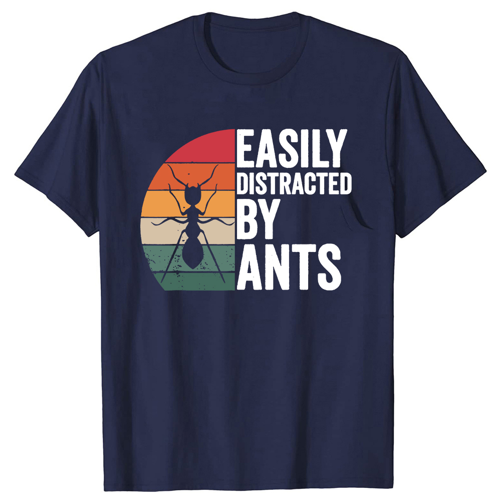 Lustig leicht abgelenkt von Ameisen Insekten Ameisen halter Farm T-Shirts Sommer Stil Grafik Baumwolle Streetwear Ameisen Geschenke T-Shirt Männer – Detail 3