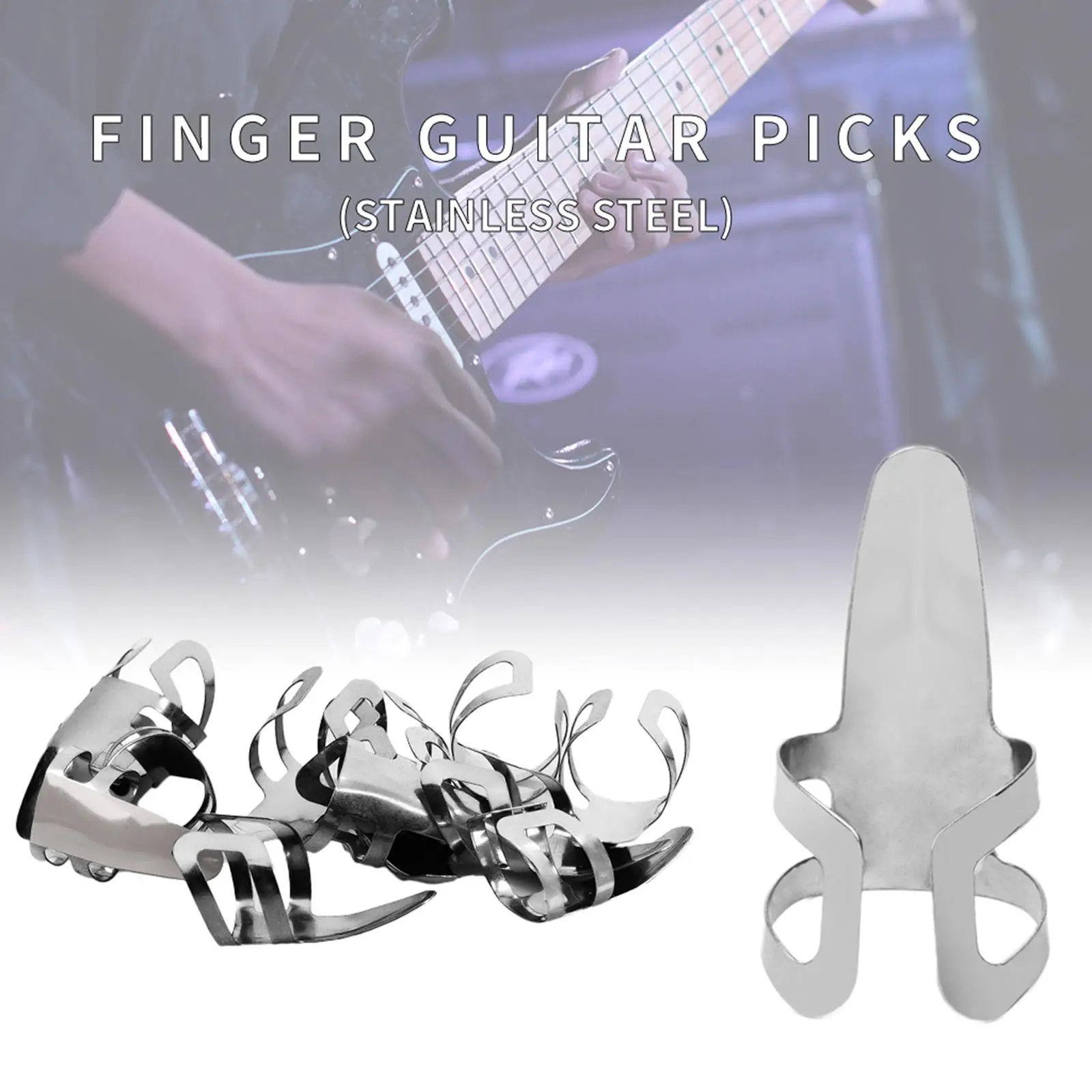 10x Stainless Steel Guitar Finger Picks, Adjustable Metal Finger Picks for