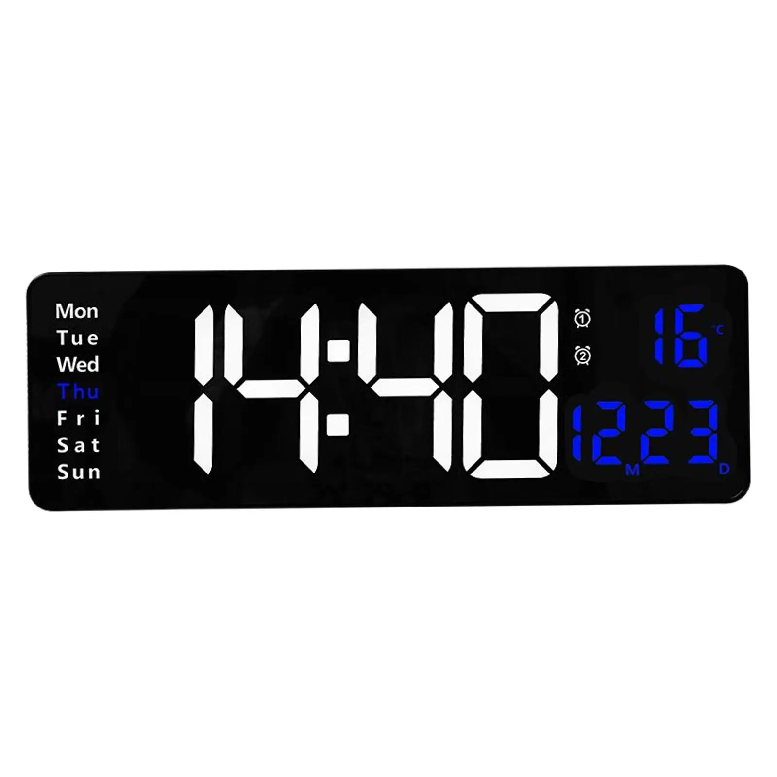 Electronic Digital Wall Clock Time Date Temperature Week Display Brightness Adjustment LED Clocks for Dining Room Decorations