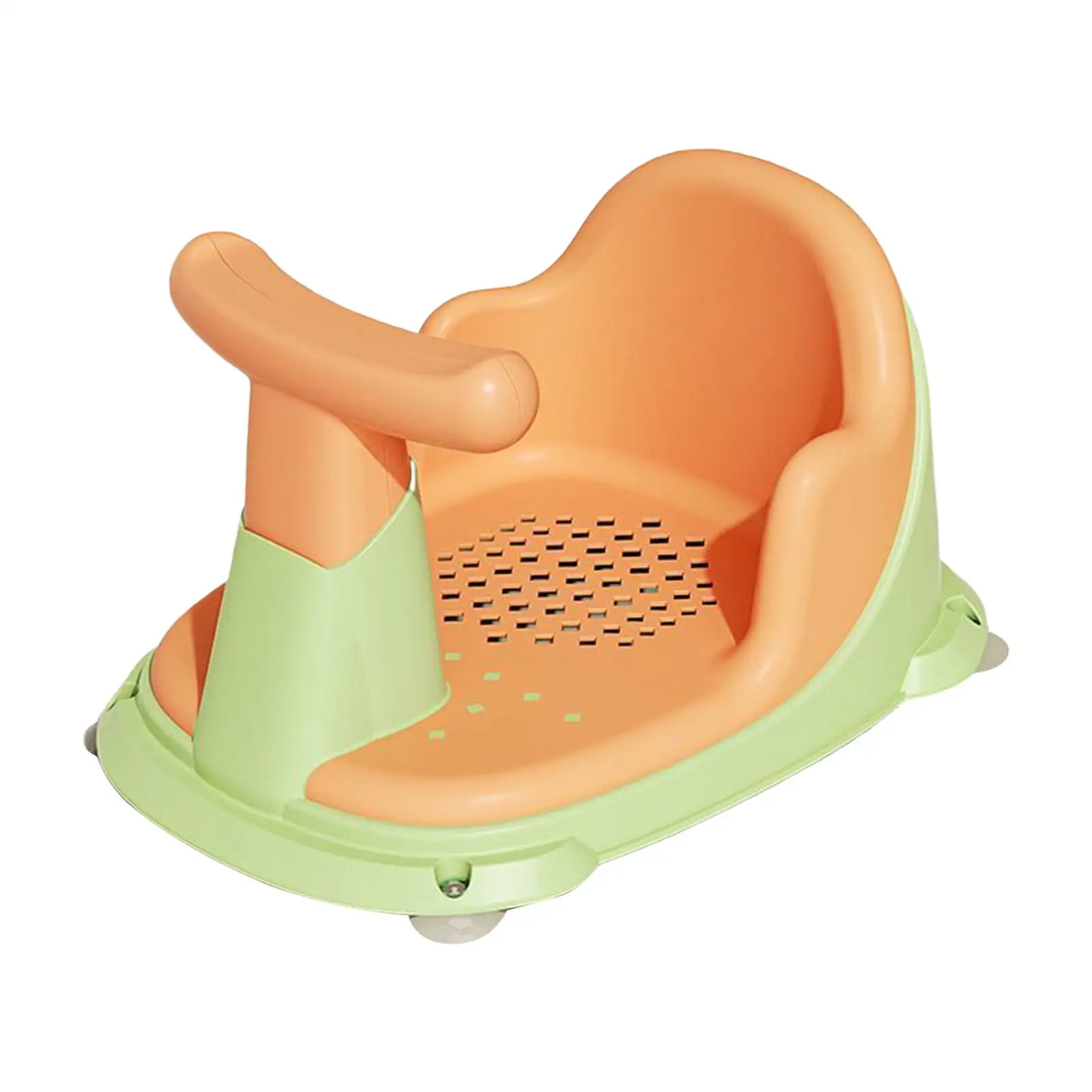 Bathtub Seat Non Slip with Drain Hole Suction Tub Sitting up Bath Chair Rotatable Handle Bath Seat Support Infants Bath Seat