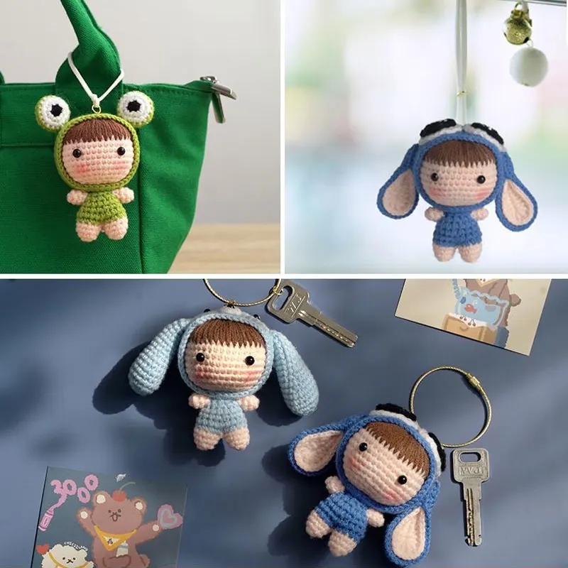 Description Picture 2 of itemDIY Handmade Doll Crochet Wool Yarn Kit for Beginners Material Package Hand Knitting Kids Adults Braid  Keychain Decoration Gift