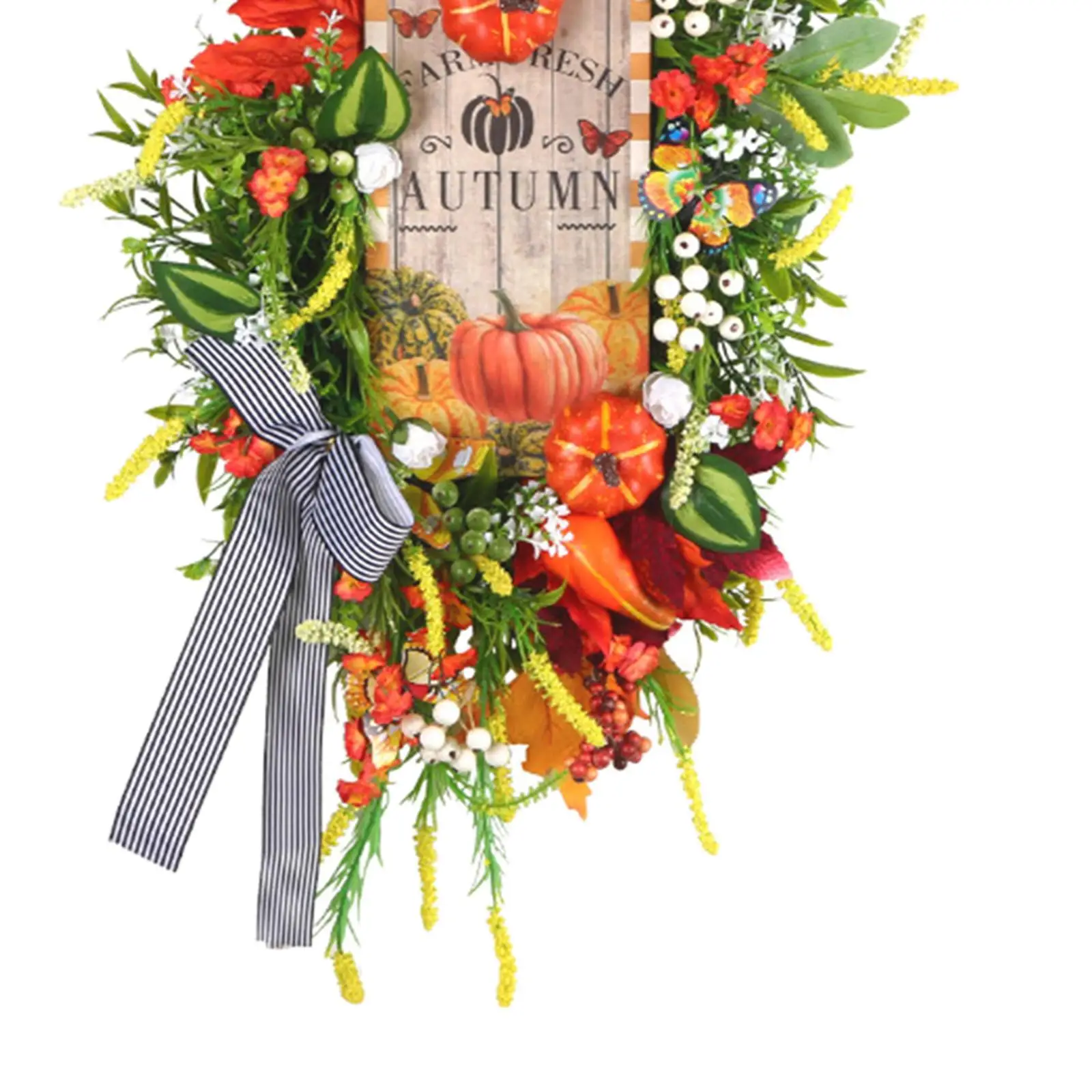 Artificial Fall Harvest Wreath Floral Wreath Wall Decor Door Wreath Autumn Garland for Indoor Outdoor Wall Easter Festival Party