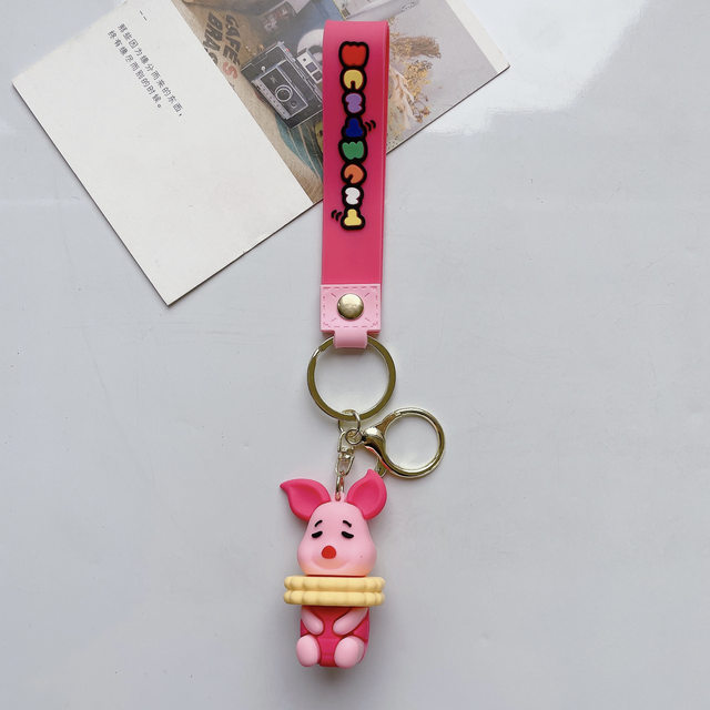 Disney Key Chains Winnie The Pooh 7Cm Cute Bear Student Gift Net Red Gadget  Silicone Mascot Bag High Quality Gifts for Childrens