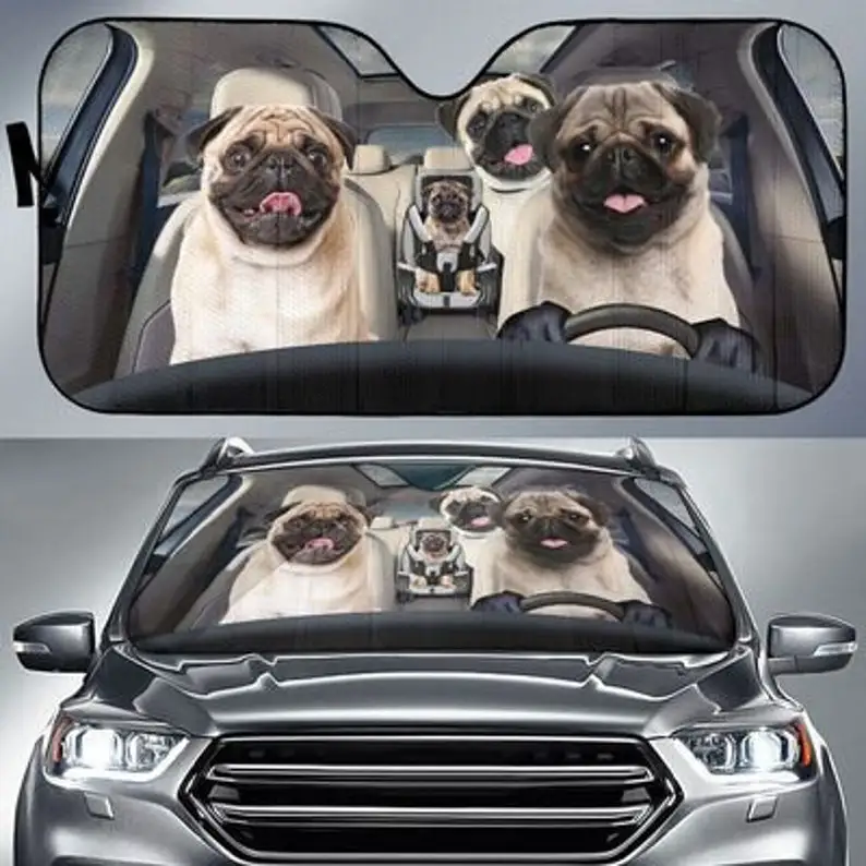 Pug Dog Car Sunshade - shop easily
