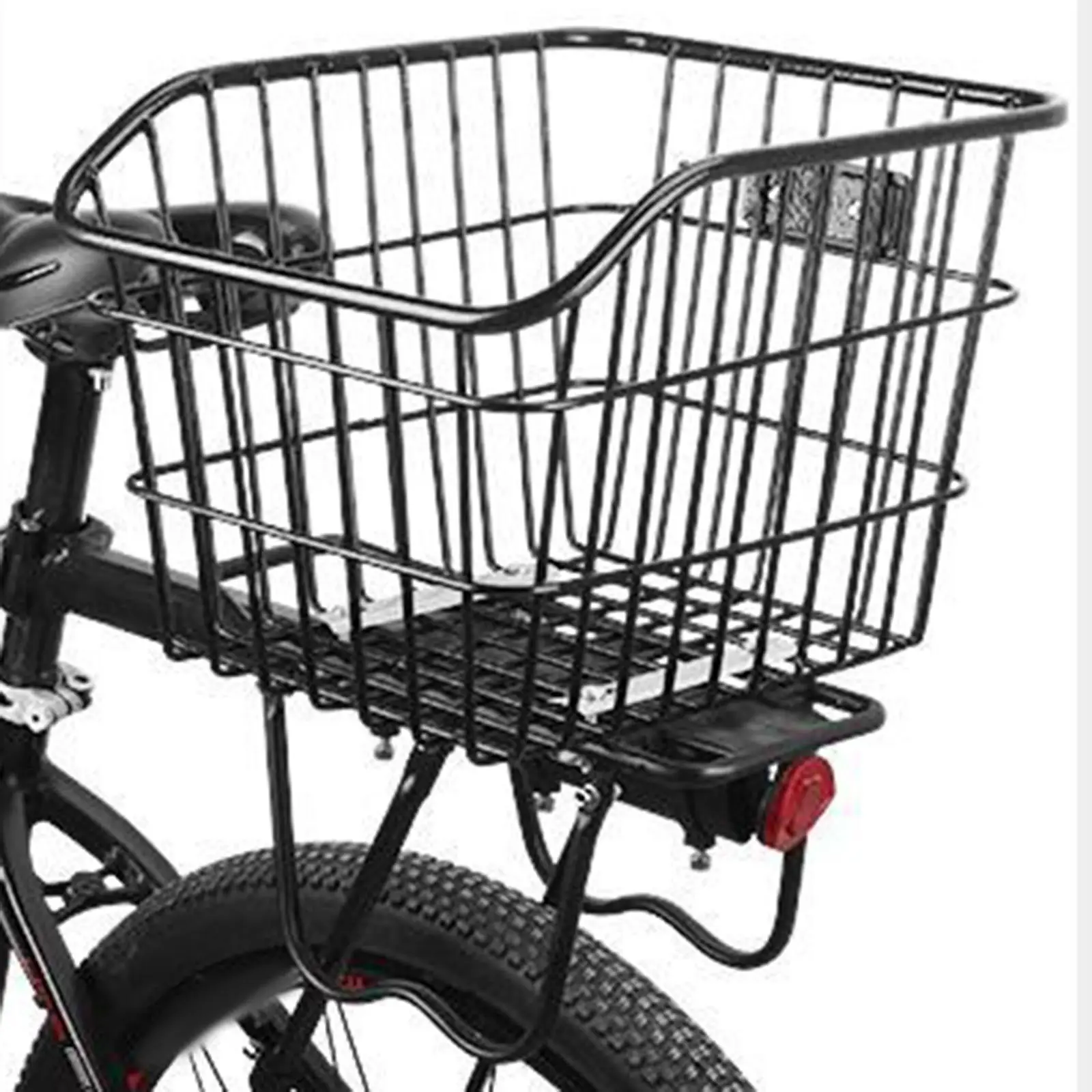 Bike Metal Wire Rear Basket without Cover Sturdy Convenient Assemble Universal Accessory Strengthened Frame for Mountain Bikes