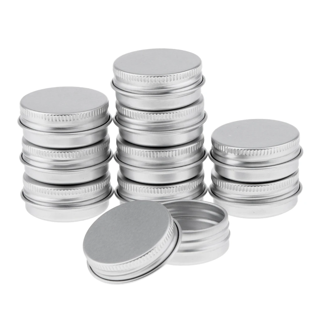 10Pcs 15 ml Silver Small Aluminum Round Lip Balm Tin Storage Jars Screw Lids for Lip Balm, Cosmetic, 