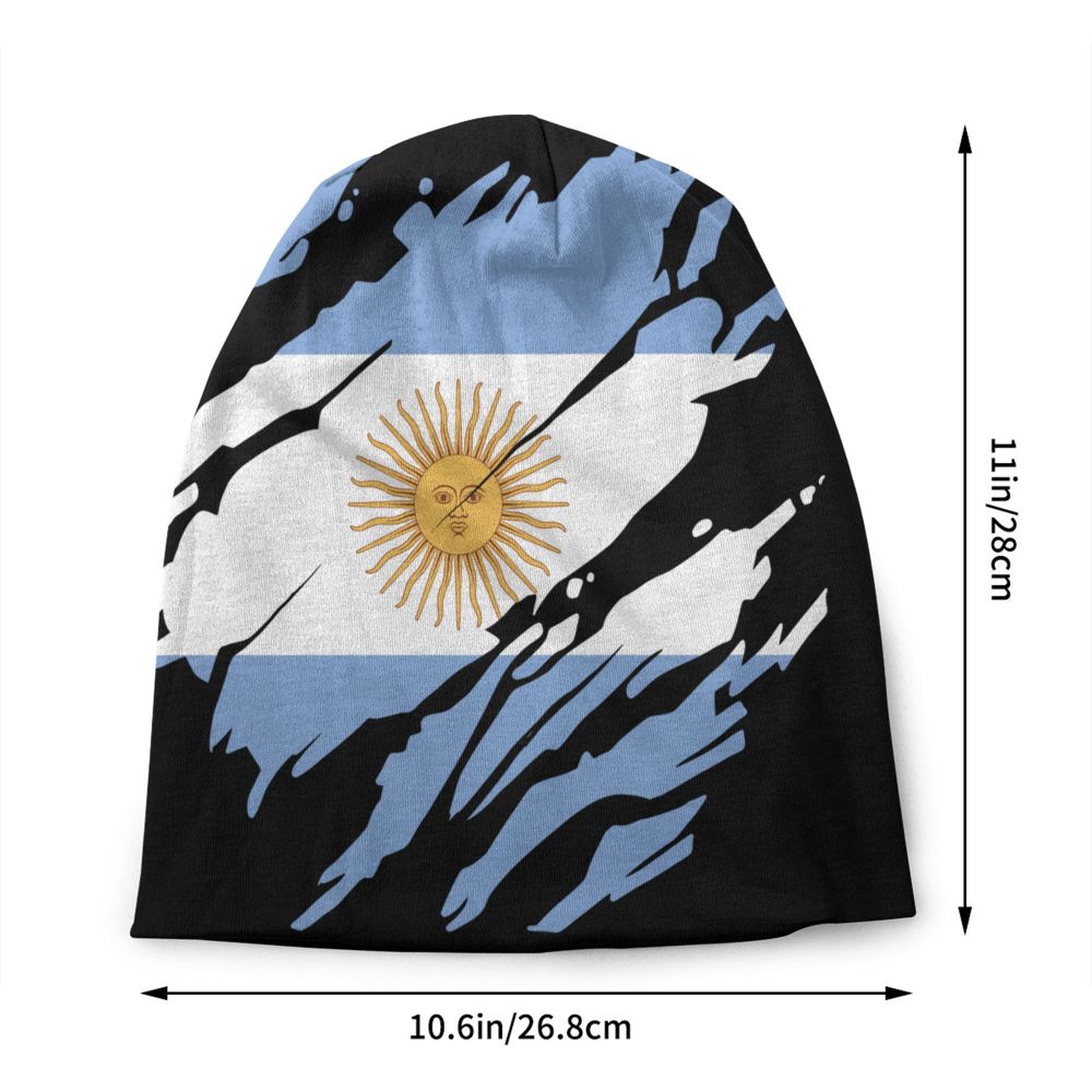 Benutzer definierte Flagge von Argentinien Schädel Mützen Mützen Männer Frauen Unisex Straße Winter warme Strick mütze Erwachsenen Motorhaube Hüte – Detail 26