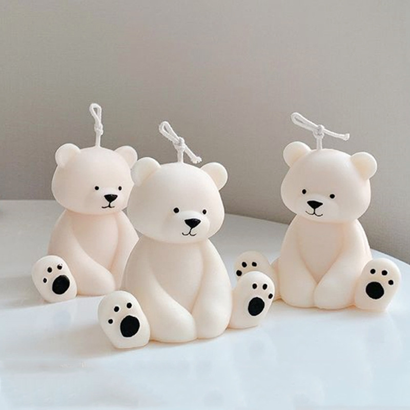 Description Picture 3 of itemLarge 3D Sitting Bear Aromatherapy Candle Silicone Mold Diy Cute Animal Plaster Craft Resin Mold Handmade Soap Candle Making Kit