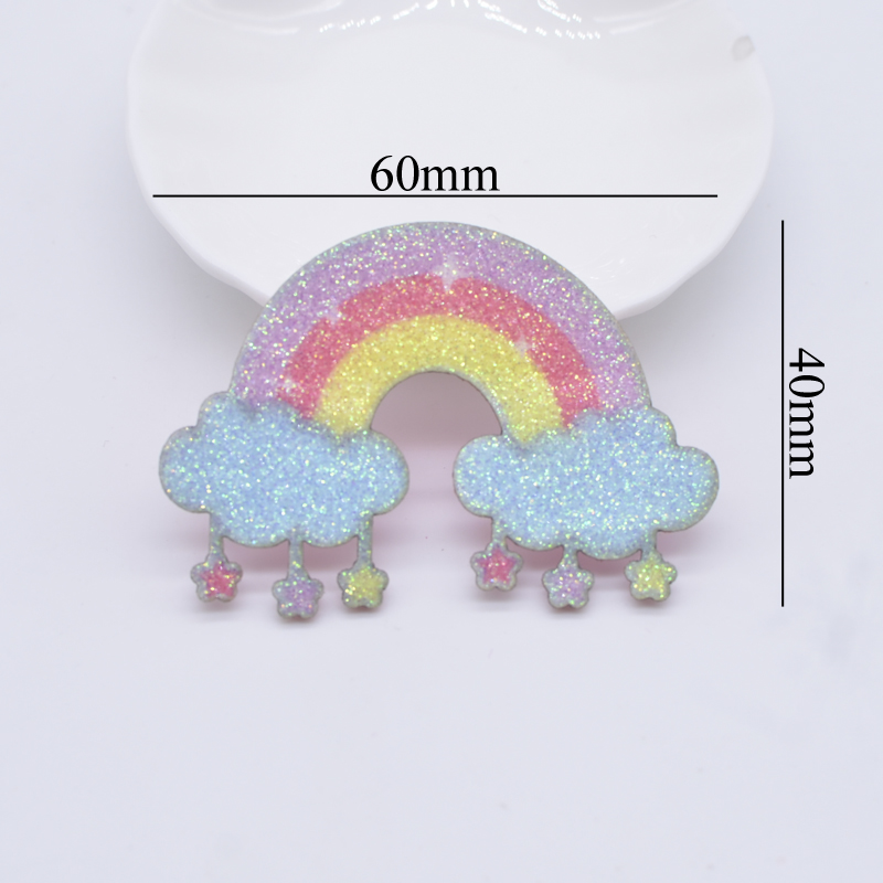 12 Stück Glitzer-Druck-Applikationen, Regenbogenfarben, für DIY-Handwerk, Kuchendekoration, handgefertigte Kopfbedeckung, Haarspangen, Schleife, Dekor, Hut, Nähflicken – Detail 3