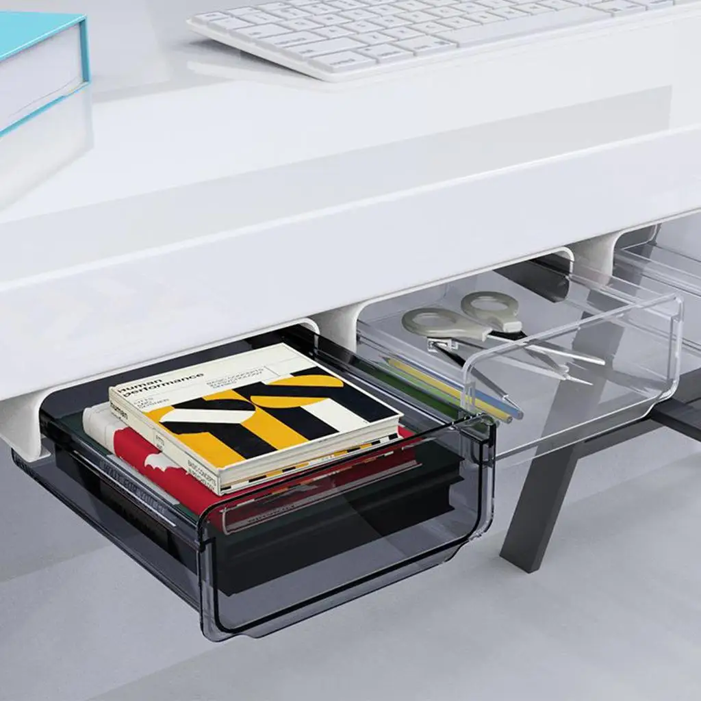 Self Stick Pencil Tray Under Desk Drawer Organizer Table Storage Organizer Boxes Storage Box 20x17cm