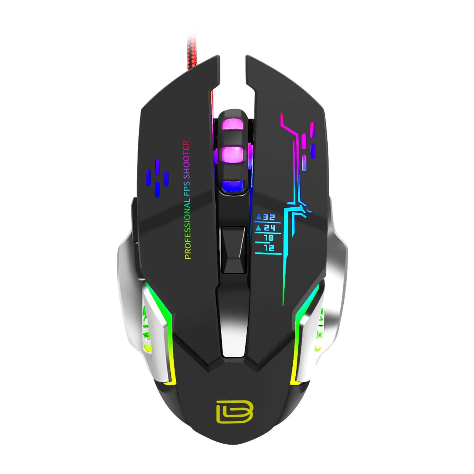 Wired Mouse with Breathing Light 1200 1800 2400 3200DPI Precise Operation Computer Gaming Mouse for Office Desktop Notebook PC