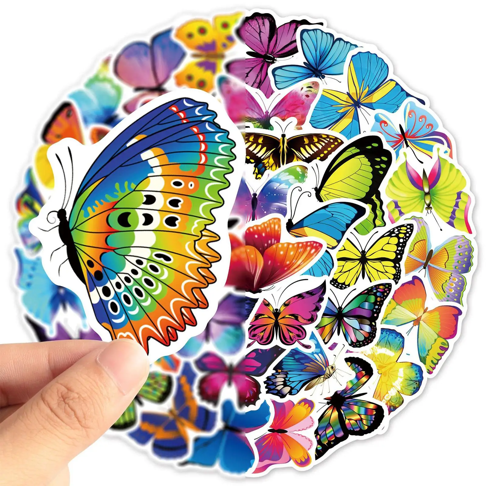 50 Pieces Small Colorful Butterfly Stickers Decorative Waterproof for Scrapbook Laptop Daily Planner Luggage Bike