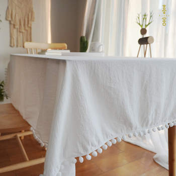 Cotton Fabric Tablecloth with Tassels – Stitched Boho Table Cover 20