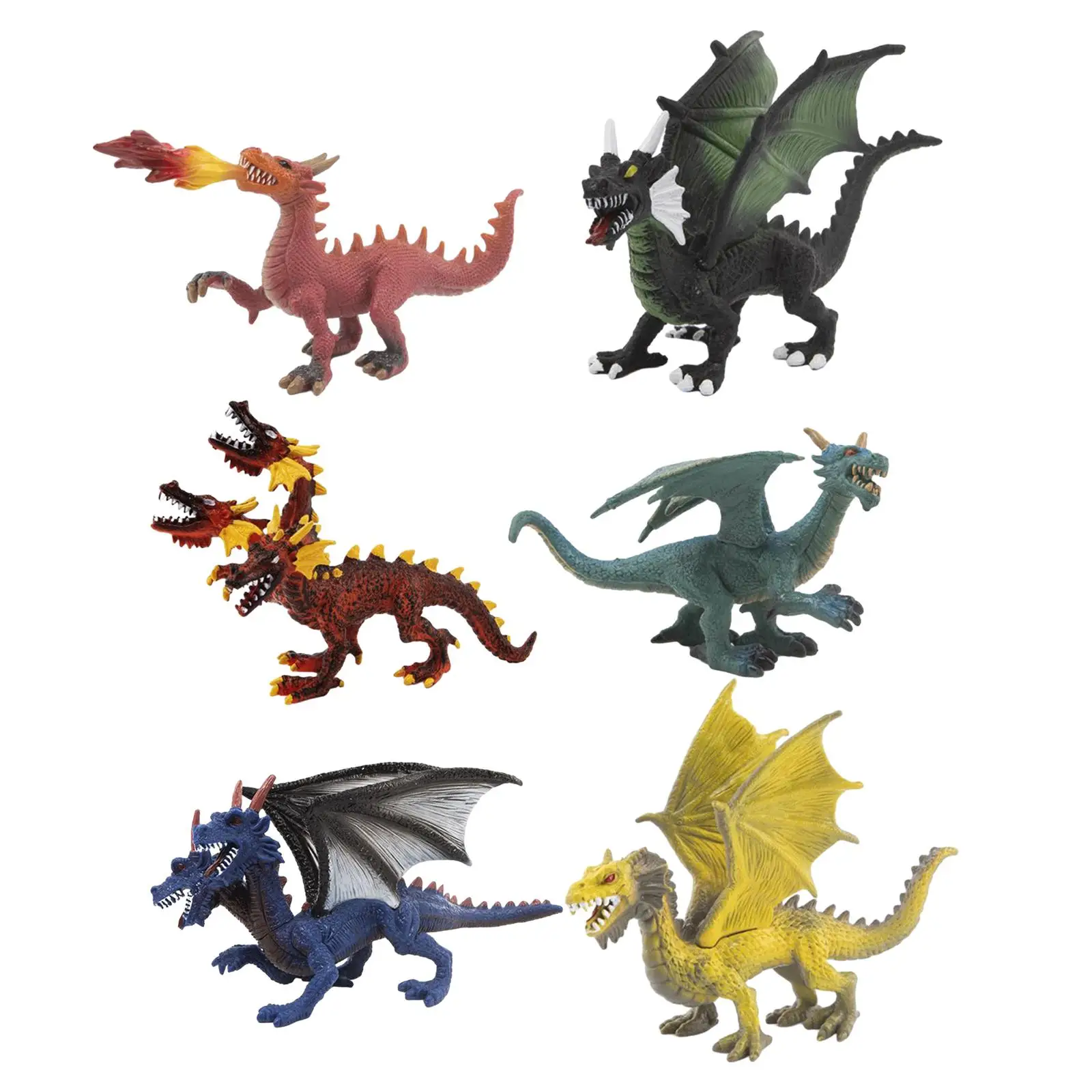 6x Dragon Figurines Doll Dragon Figures Realistic Action Figurine for Party Favor Birthday Collection Rewards Teaching Props