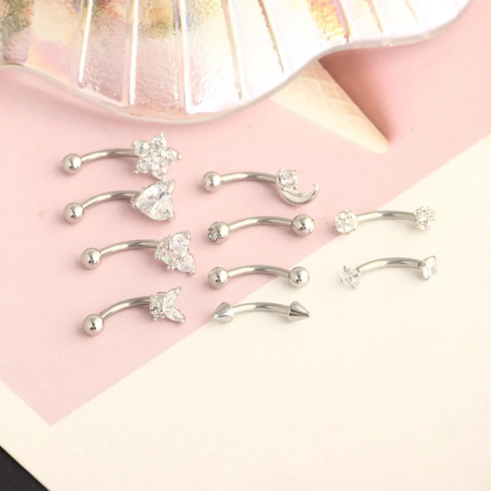 10x Stainlee Steel Nose Ring Eyebrow Lip Studs Earring Mix Styles Diamond Stud Earrings Bar Punk Fashion Butterfly Tragus Stud