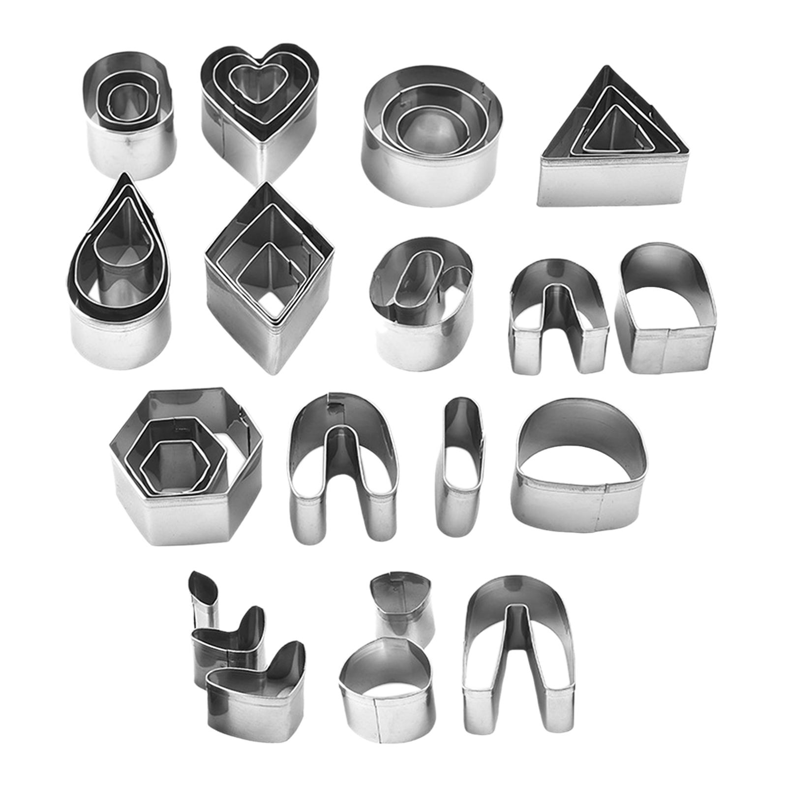 33Pcs Polymer Clay Starter Pack Stainless Steel Cutting Mini Shapes Cutter for Homemade Baking Earring Cookies Vegetable