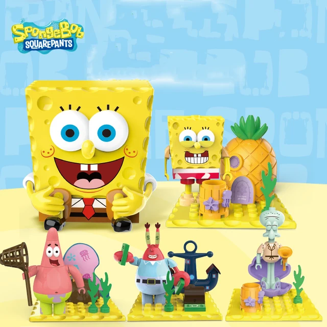 SpongeBob Blind Box DIY Pineapple Patrick Star Egg Building Blocks Model  Education Figures Toys Gifts Kids Birthday 1PC RANDOM