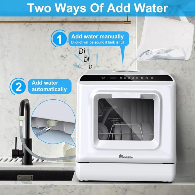 ecozy Portable Dishwasher Countertop, Mini Dishwasher with a Built-in 5L  Water Tank, No Hookup Needed, 6 Washing Programs - AliExpress