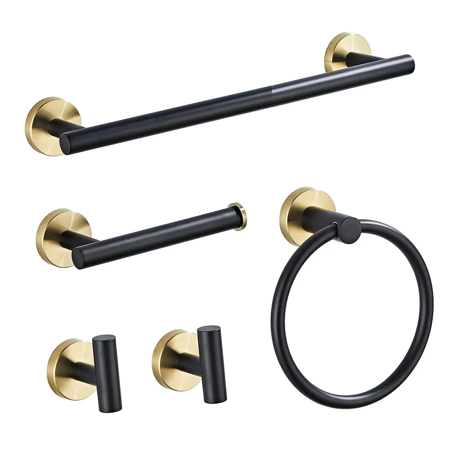 Wall Mounted Bath Hardware Set Hand Towel Bars Bath Towel Holder Tissue Roll Holder Towel Hooks for Washroom Home Room Hotel