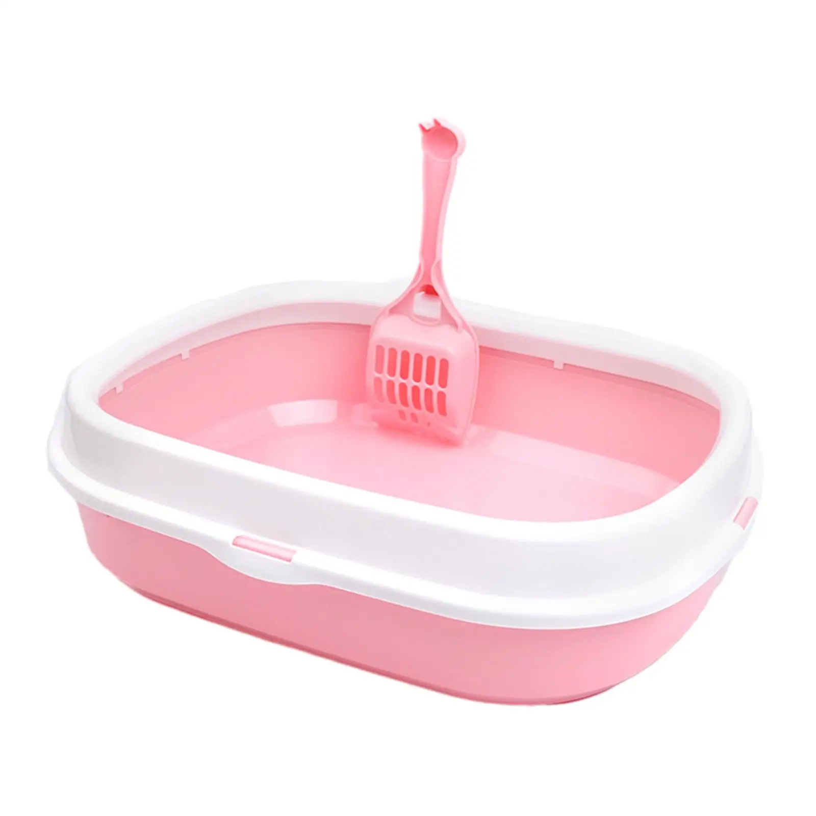 Cat Litter Box Easy to Clean Reusable with Scoop Cat Litter Container Sturdy Anti Splashing Heighten Cat Potty Kitten Toilet