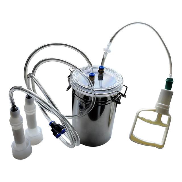 2000ML Manual Milking Machine, Stainless Steel Bottle Portable Milking
