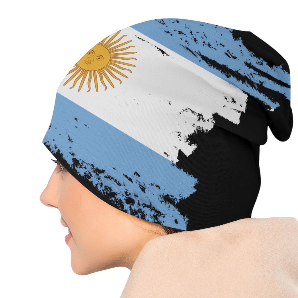 Benutzer definierte Flagge von Argentinien Schädel Mützen Mützen Männer Frauen Unisex Straße Winter warme Strick mütze Erwachsenen Motorhaube Hüte – Detail 35