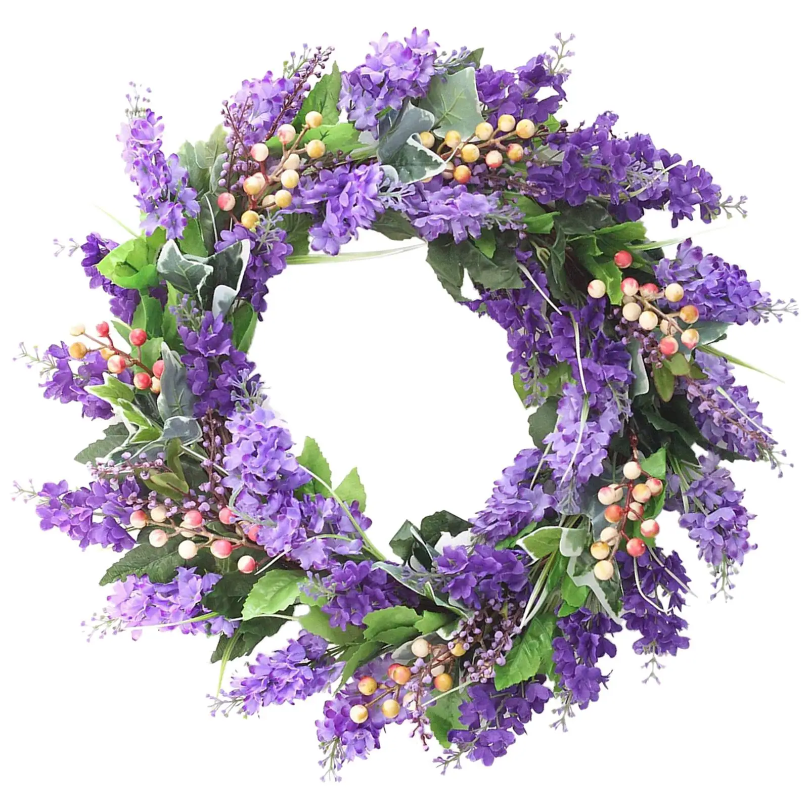 Round Lavender Wreath Artificial Flower Wreath for Wedding Home Decorations