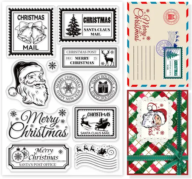 Christmas Fairy Angle Clear Rubber Stamps Merry Christams Bell Holiday Transparent Silicone Seals Stamp Xmas Journaling Card Making DIY Scrapbooking