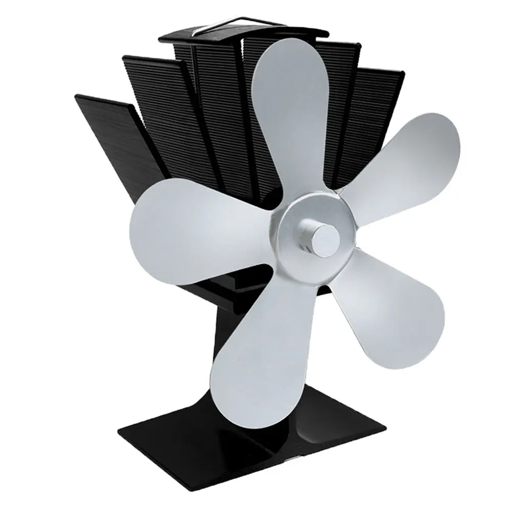  Fireplace Fan- 5 Heat Powered Stove Fan /Log Burner/Fireplace Increases 80%   Than 2 Blade Fan