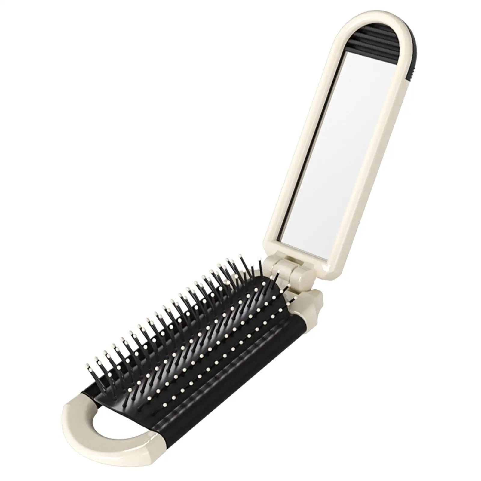 Folding Hair Brush with Makeup Mirror Compact Hair Styling Tool Small Hairbrush Mini Hair Comb for Bag Gym Trip Women Men