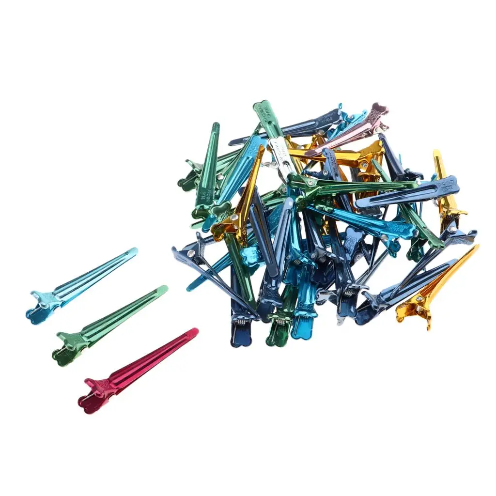 50Pcs / Set Colorful Sectioninging Clips Barber Hair Cutting Styling Clamp