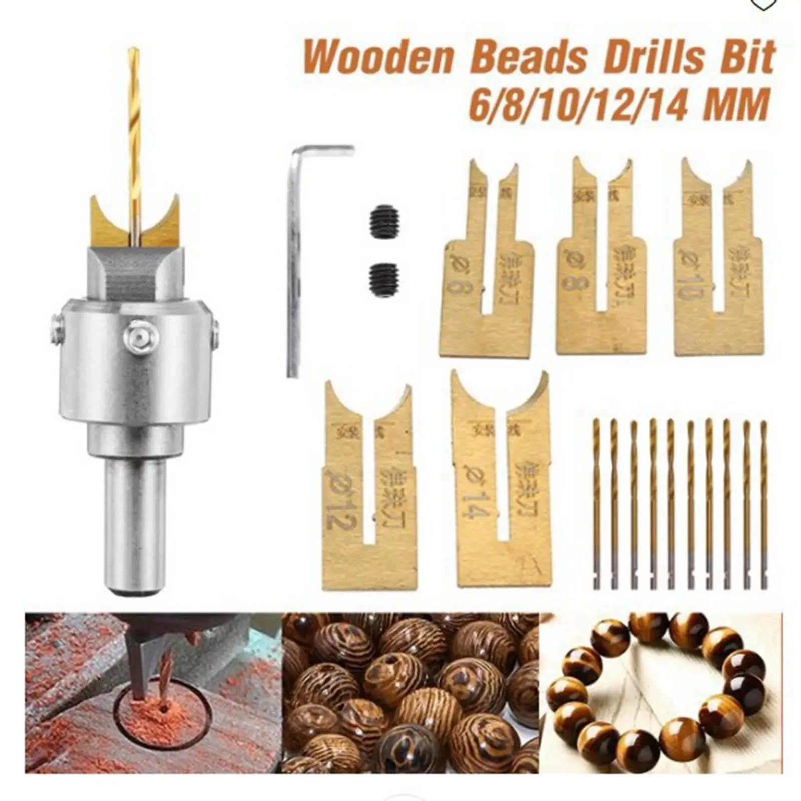 Wooden Beads , Wood Bead Maker Woodworking Tools Joinery Bits 6/8/10/12/14mm Wood Bead Maker Router Bit for Ebony Rosewood