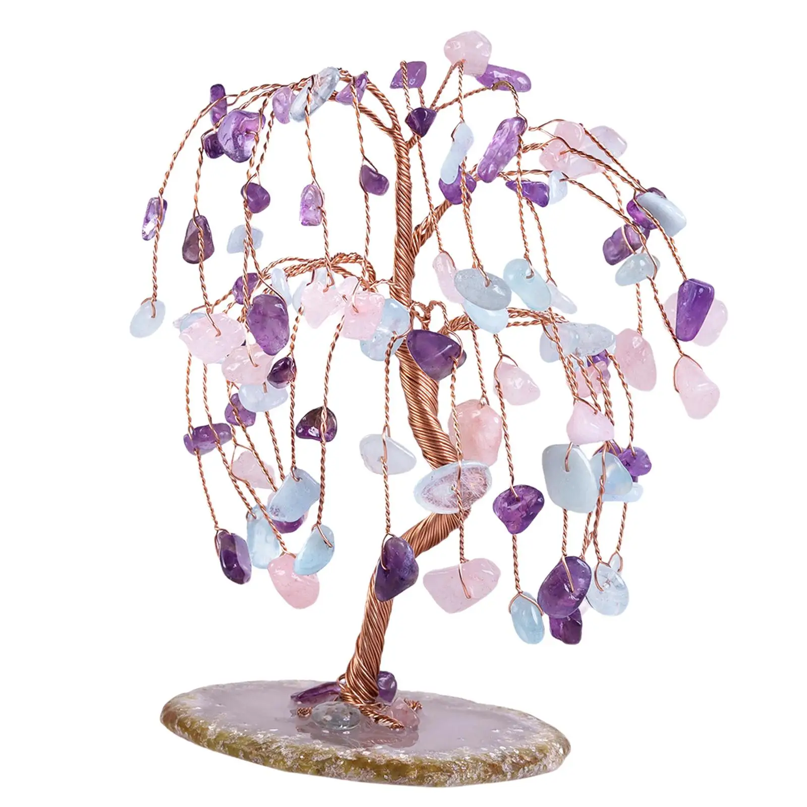 Crystals Money Tree Good Luck Wealth Ornament Gemstone for Home Decoration